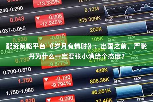 配资策略平台 《岁月有情时》：出国之前，严晓丹为什么一定要张小满给个态度？